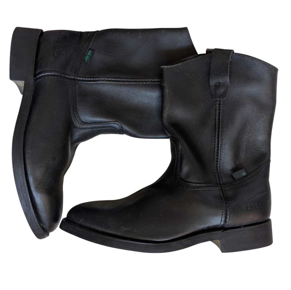Men's Genuine Leather Work Boots Pull On Establo Western Cowboy Black, 8.5